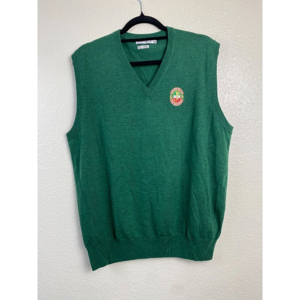 Peter Millar Merino Wool Sweater Vest Mens size Large‎ Green Golf Embroidered